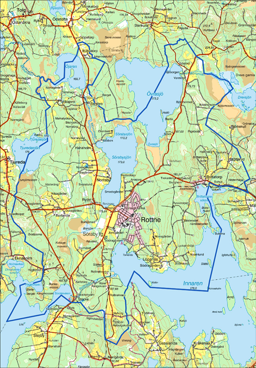 Söraby socken och Rottne karta